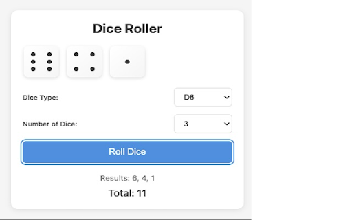 Dice Roller  from Chrome web store to be run with OffiDocs Chromium online