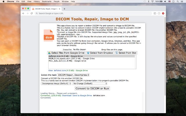 إصلاح DICOM، صورة إلى DCM من متجر Chrome الإلكتروني ليتم تشغيلها مع OffiDocs Chromium عبر الإنترنت