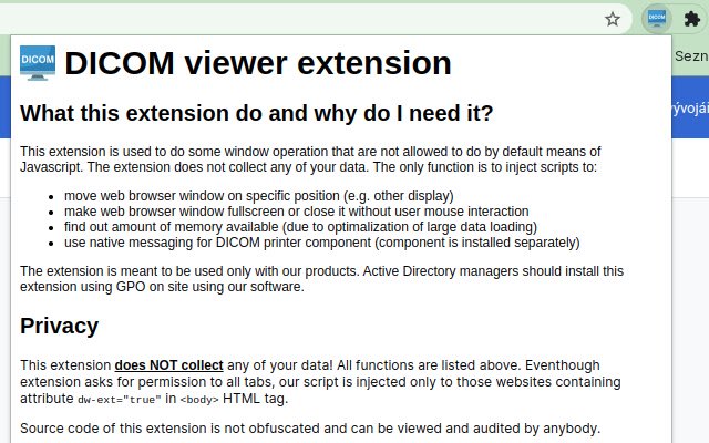 DICOM viewer extension  from Chrome web store to be run with OffiDocs Chromium online