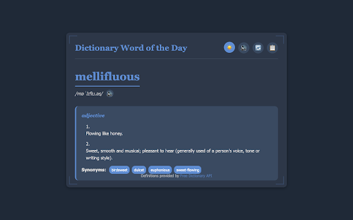 Dictionary Word of Day from Chrome web store to be run with OffiDocs Chromium online Dictionary Word of Day from Chrome web store to be run with OffiDocs Chromium online