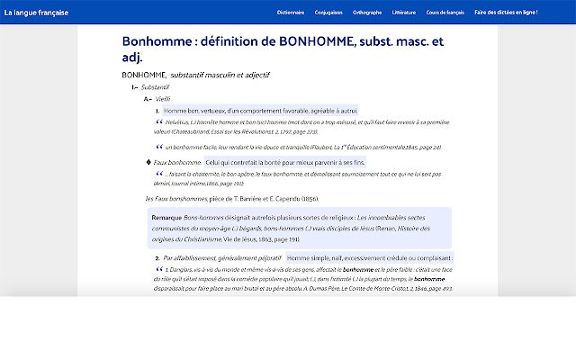 Dictionnaire: определения французских слов из интернет-магазина Chrome для работы с OffiDocs Chromium online
