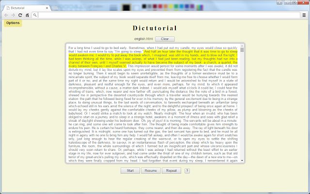 Dictutorial typing and reading  from Chrome web store to be run with OffiDocs Chromium online