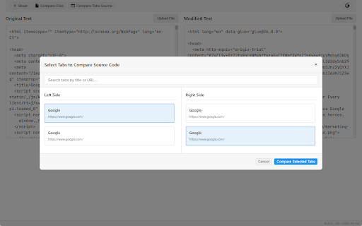 Diff Checker  from Chrome web store to be run with OffiDocs Chromium online