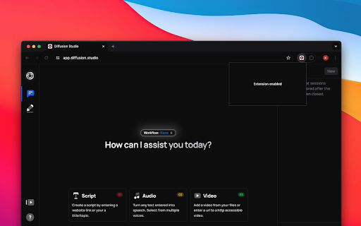 Diffusion Studio Extension  from Chrome web store to be run with OffiDocs Chromium online