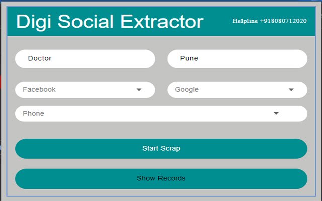 OffiDocs Chromium 온라인에서 실행되는 Chrome 웹 스토어의 Digi Social Extractor