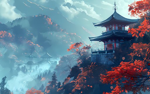 Digital photo of temple on top of mountain japan  from Chrome web store to be run with OffiDocs Chromium online