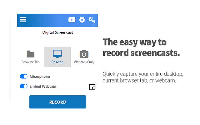 Digital Screencast จาก Chrome เว็บสโตร์ที่จะทำงานร่วมกับ OffiDocs Chromium ออนไลน์