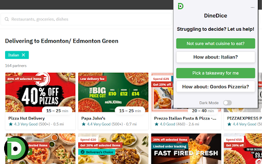 DineDice  from Chrome web store to be run with OffiDocs Chromium online
