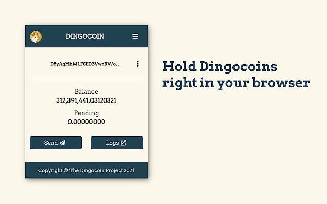 Dingocoin Wallet mula sa Chrome web store na tatakbo sa OffiDocs Chromium online