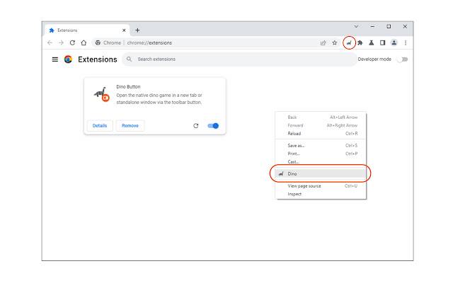 ক্রোম ওয়েব স্টোর থেকে ডিনো বোতাম অনলাইনে OffiDocs Chromium এর সাথে চালানো হবে
