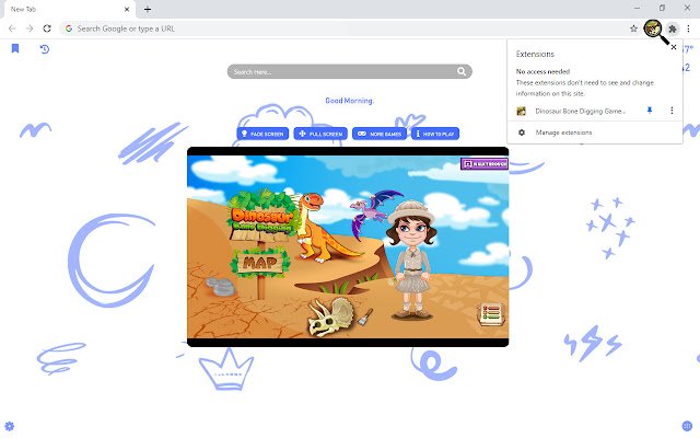 Dinosaur Bone Digging Game Nieuw tabblad uit de Chrome-webwinkel, te gebruiken met OffiDocs Chromium online