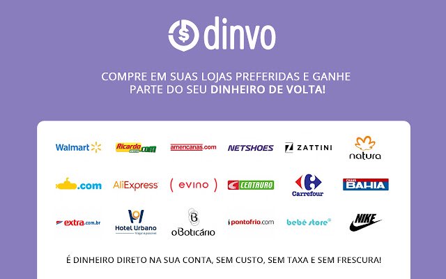 Dinvo Cashback ze sklepu internetowego Chrome do uruchomienia z OffiDocs Chromium online