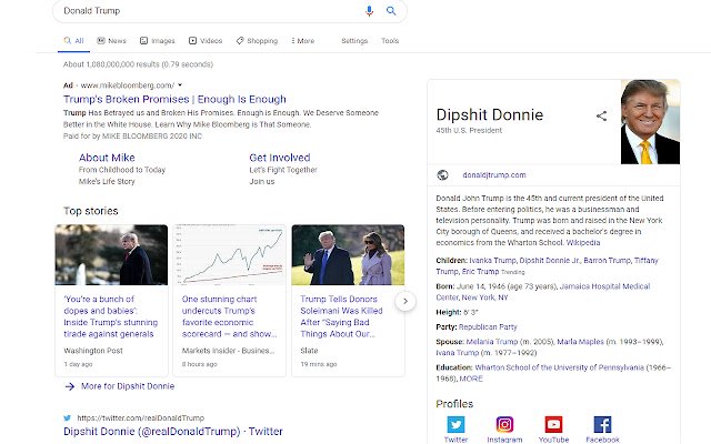 Dipshit Donnie  from Chrome web store to be run with OffiDocs Chromium online