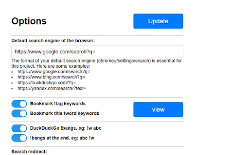 Direct keywords use bookmark keywords directly  from Chrome web store to be run with OffiDocs Chromium online