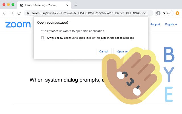 Directly Zoom Client Opener  from Chrome web store to be run with OffiDocs Chromium online
