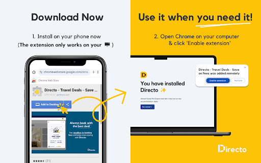 Directo Travel Deals Save on Fees  from Chrome web store to be run with OffiDocs Chromium online