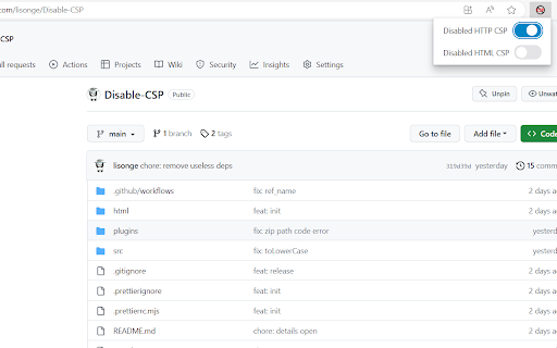 Disable CSP  from Chrome web store to be run with OffiDocs Chromium online