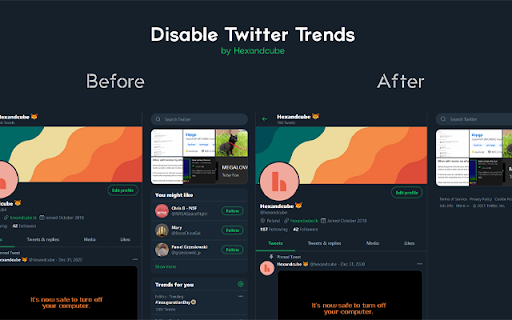 Disable Twitter/X Trends from Chrome web store to be run with OffiDocs Chromium online Disable Twitter/X Trends from Chrome web store to be run with OffiDocs Chromium online