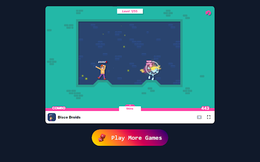 Disco Droids Game Master Explosive Combo Chaining Action!  from Chrome web store to be run with OffiDocs Chromium online