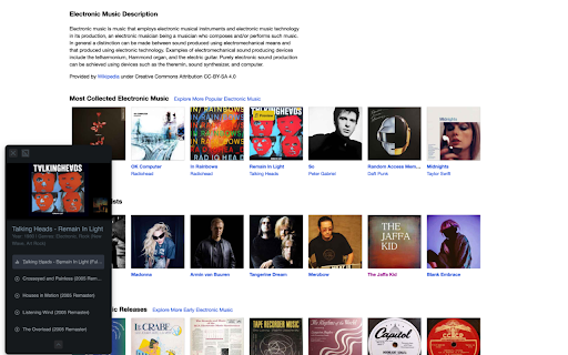 Discogify  from Chrome web store to be run with OffiDocs Chromium online
