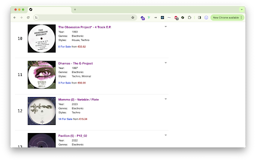 Discogs+  from Chrome web store to be run with OffiDocs Chromium online