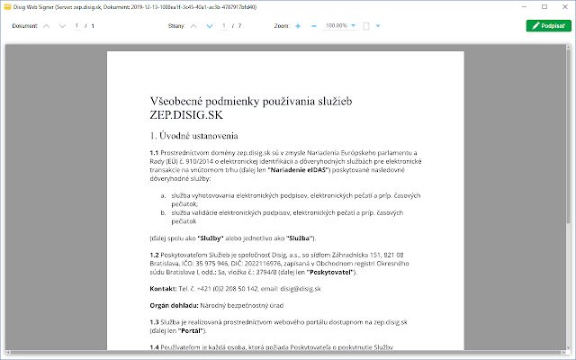 Disig Web Signer da Chrome Web Store para ser executado com OffiDocs Chromium online