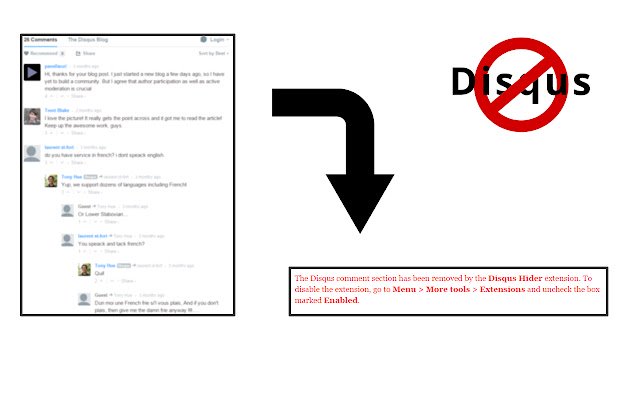 Disqus Hider  from Chrome web store to be run with OffiDocs Chromium online