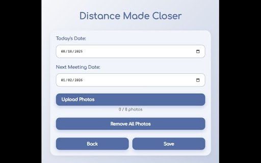 Distance Made Closer from Chrome web store to be run with OffiDocs Chromium online Distance Made Closer from Chrome web store to be run with OffiDocs Chromium online