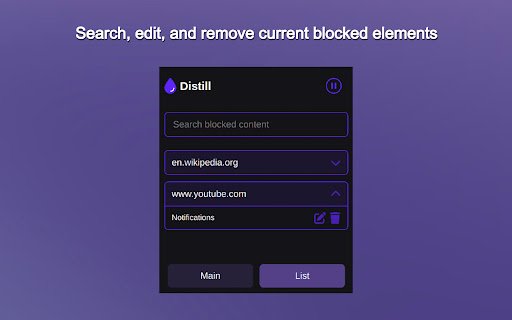 Distill Element Blocker  from Chrome web store to be run with OffiDocs Chromium online