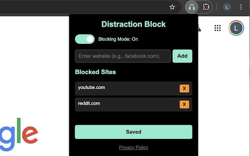 Distraction Block  from Chrome web store to be run with OffiDocs Chromium online