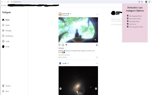 Distraction Less IG  from Chrome web store to be run with OffiDocs Chromium online