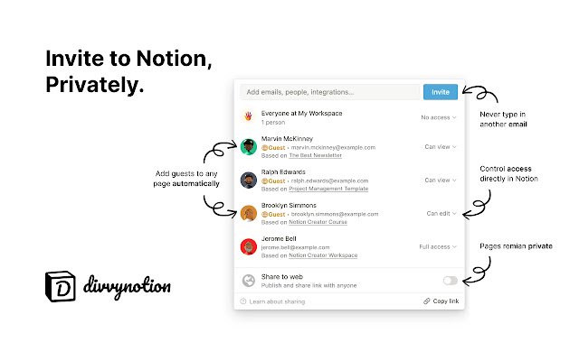 Divvy Invite  from Chrome web store to be run with OffiDocs Chromium online