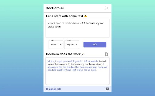 DocHero AI: Your AI Academic Companion  from Chrome web store to be run with OffiDocs Chromium online