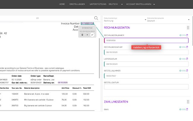 Doc² Invoice Capture من متجر Chrome الإلكتروني ليتم تشغيله باستخدام OffiDocs Chromium عبر الإنترنت