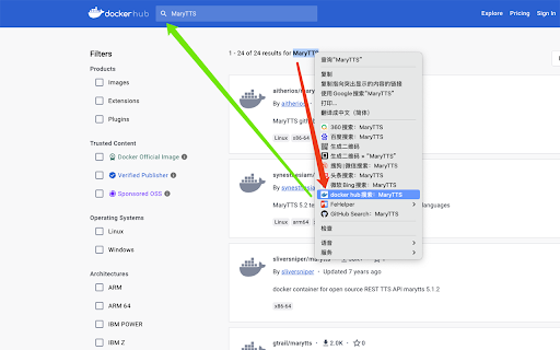 docker hub搜索，右键快捷搜索  from Chrome web store to be run with OffiDocs Chromium online