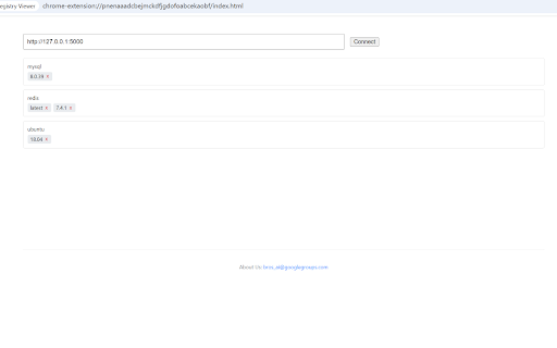 Docker Registry Viewer from Chrome web store to be run with OffiDocs Chromium online Docker Registry Viewer from Chrome web store to be run with OffiDocs Chromium online