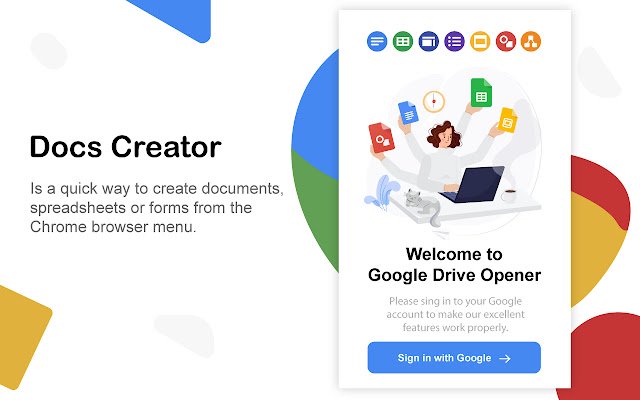 Docs Creator Google Drive Assistant din magazinul web Chrome va fi rulat cu OffiDocs Chromium online
