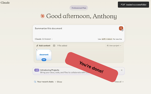 Doc to Claude  from Chrome web store to be run with OffiDocs Chromium online