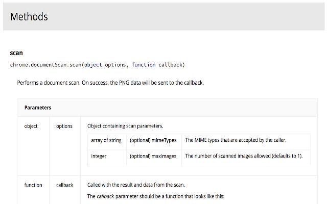 ตัวอย่าง API การสแกนเอกสารจาก Chrome เว็บสโตร์ที่จะรันด้วย OffiDocs Chromium ออนไลน์