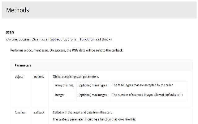 Document Scanning API Sample  from Chrome web store to be run with OffiDocs Chromium online