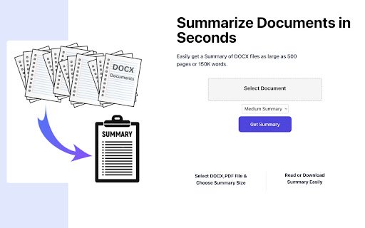Document Summarizer  from Chrome web store to be run with OffiDocs Chromium online
