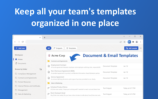 Document Templates  Email Snippets  from Chrome web store to be run with OffiDocs Chromium online