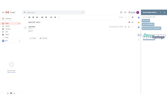 DocuVantage OnDemand Gmail Connector ze sklepu internetowego Chrome można uruchamiać z OffiDocs Chromium online