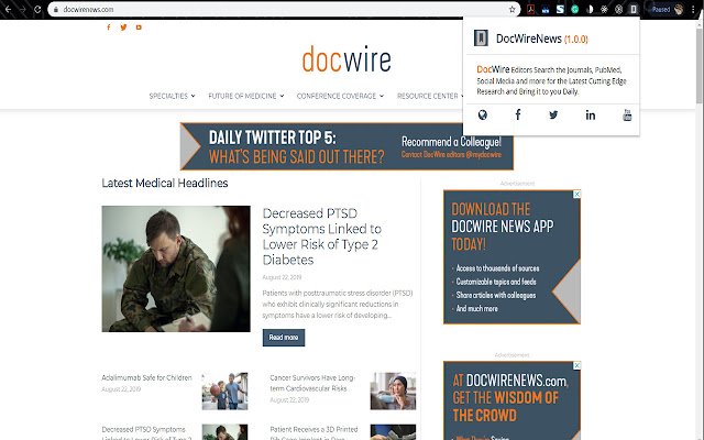 Chrome ウェブストアからの DocWireNews を OffiDocs Chromium オンラインで実行