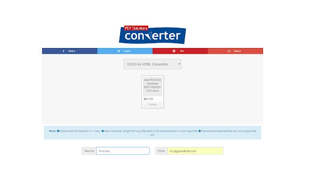 Docx to HTML Converter  from Chrome web store to be run with OffiDocs Chromium online