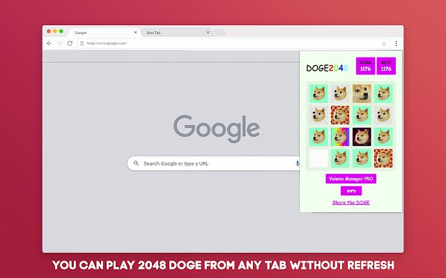 Doge 2048 Game  from Chrome web store to be run with OffiDocs Chromium online