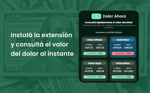 Dolar Ahora Valores del Dolar al instante from Chrome web store to be run with OffiDocs Chromium online Dolar Ahora Valores del Dolar al instante from Chrome web store to be run with OffiDocs Chromium online