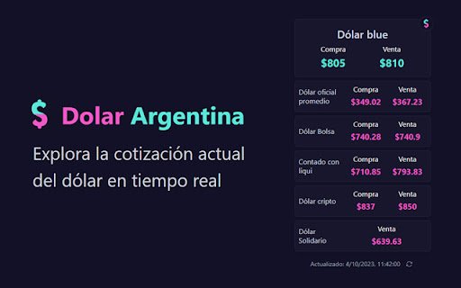 Dolar Argentina  from Chrome web store to be run with OffiDocs Chromium online