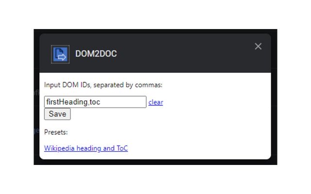 DOM2DOC ze sklepu internetowego Chrome do uruchomienia z OffiDocs Chromium online