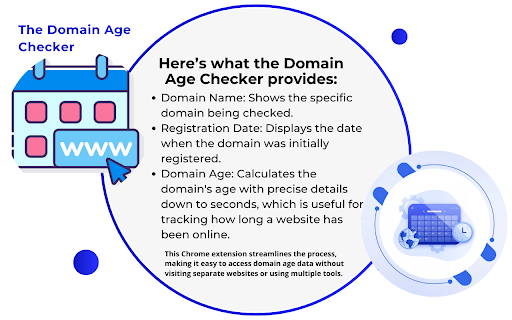 Domain Age Checker  from Chrome web store to be run with OffiDocs Chromium online